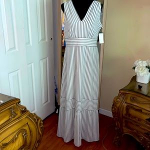 NWT Cream and Black Stripes Ralph Lauren Maxi Dress
